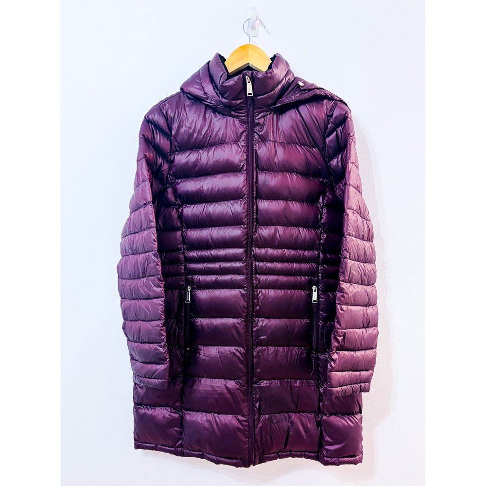 ANDREW MARC Purple Down Puffer Coat | Hooded Winter | Large